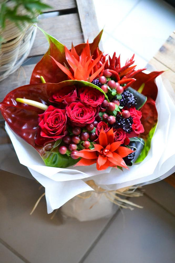 アンスリューム 花束 レッド