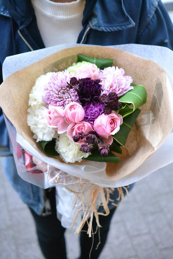 バラ  花束 ピンクホワイト