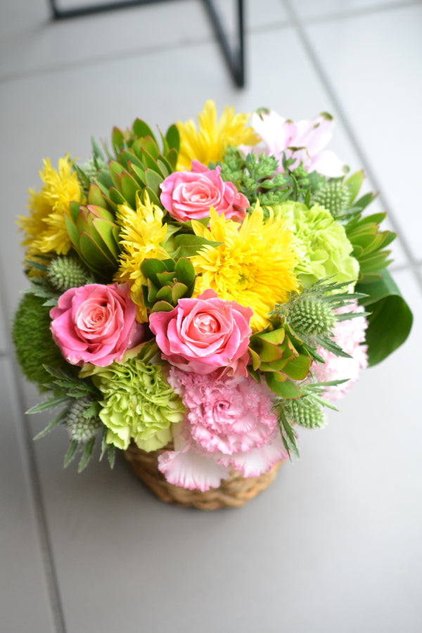 ひまわり アレンジメント ピンクミックス　