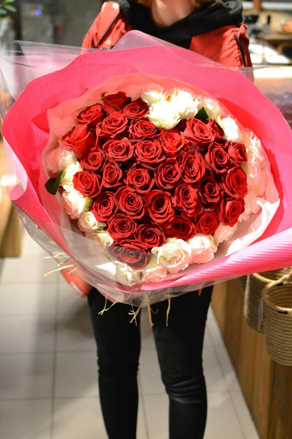 バラ 花束 ハート レッド