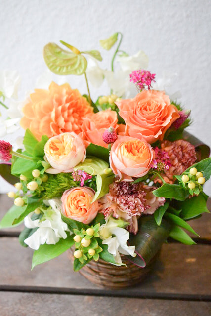 バラ アレンジメント オレンジ